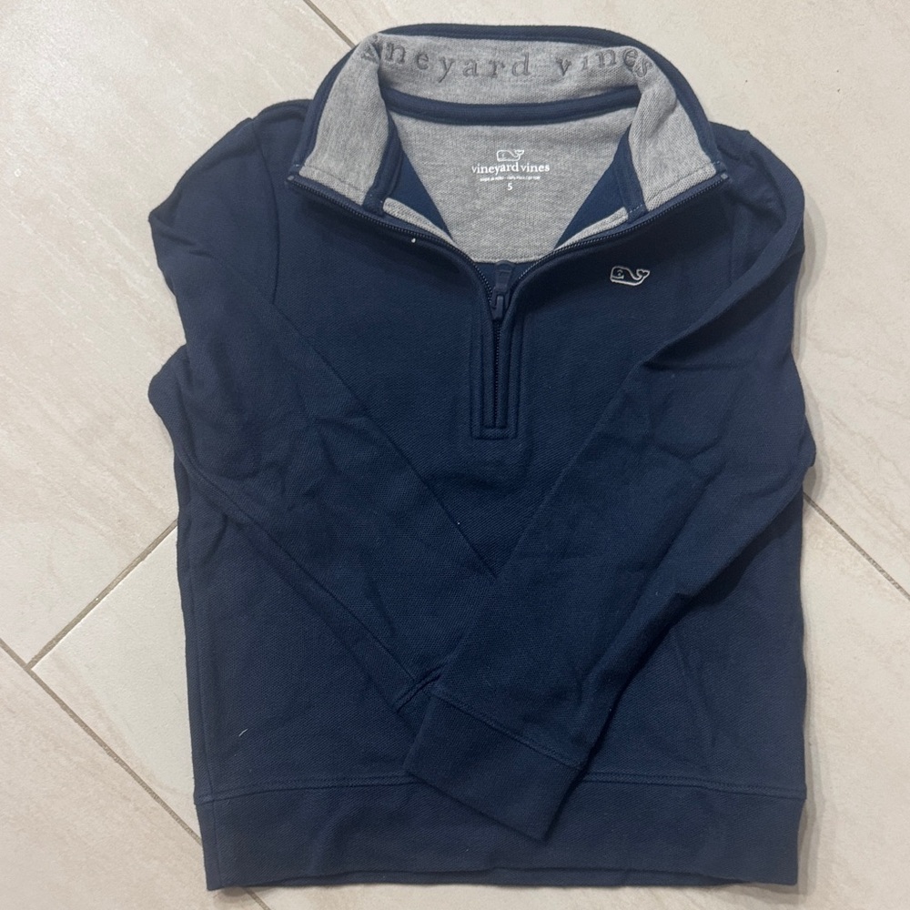 Vineyard Vines Boys Navy Blue Quarter Zip Sweater sz 5